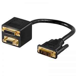 Adapter gniazdo DVI + VGA na wtyk DVI - 30cm