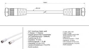 Przyłącze FF SAT antena cable white 10m