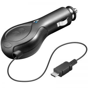 Ładowarka samochodowa ze zwijanym kablem microUSB