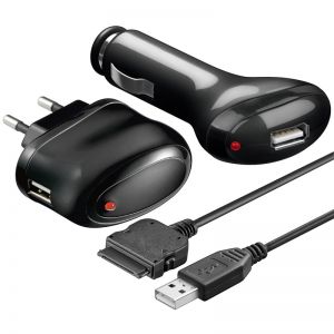 Ładowarka 3w1 iPhone iPad 230V / 12V / USB Czarna