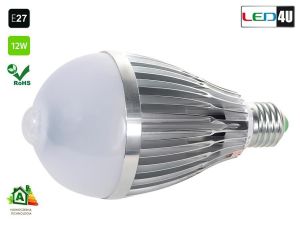 Żarówka E27/230V 12W Czujnik Ruchu św.białe ciepłe