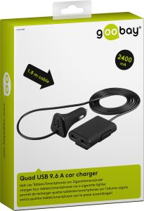 Ładowarka samochodowa rozgałęźnik 4xUSB 9,6A