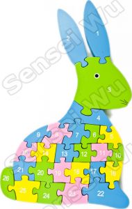 Klocki drewniane puzzle - Królik - KX5255