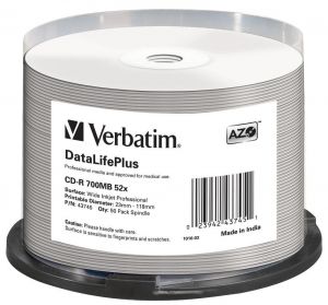 CDR VERBATIM 700MB AZO DL+ PRINTABLE (CAKE 50) NO ID