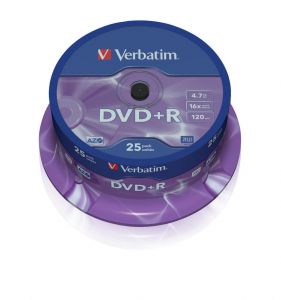 DVD+R VERBATIM 4.7GB X16 MATT SILVER (25 CAKE)