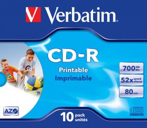 CDR VERBATIM 700MB AZO PRINTABLE (10 JEWEL CASE)