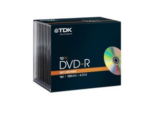 DVD-R TDK 4.7GB X16 (10-PACK SLIM) (USZKODZONE OPAKOWANIE)
