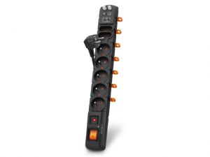 LISTWA ZASILAJĄCA ACAR AXON 800 1.5M SAT/TV/TEL CZARNY (7 GNIAZD)