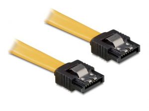 KABEL SATA DATA II (3GB/S) 50CM Z ZATRZASKAMI METALOWYMI ŻÓŁTY DELOCK