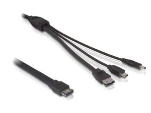 KABEL POWER OVER ESATA->ESATA+MINI USB+WTYK DC 5V DELOCK 1M