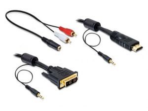 KABEL HDMI(M)->DVI-D(M)(18+1) +AUDIO 2M SINGLE LINK DELOCK