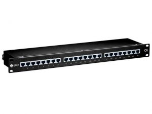 PATCH PANEL 24 PORT 1U KAT.6 EKRANOWANY CZARNY EQUIP