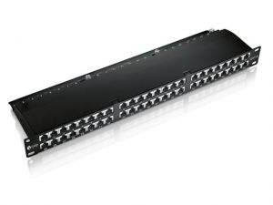 PATCH PANEL 48 PORT 1U KAT.6 EKRANOWANY CZARNY EQUIP