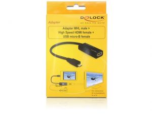 ADAPTER MHL(M)->HDMI(F)+USB MICRO(BF) 15CM DELOCK (SMARTFON DO TV HD + ZASILANIE SMARTFONA)