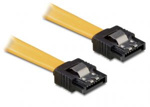 KABEL SATA DATA II (3GB/S) 10CM Z ZATRZASKAMI METALOWYMI ŻÓŁTY DELOCK