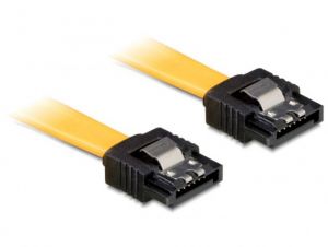 KABEL SATA DATA III (6GB/S) 50CM Z ZATRZASKAMI METALOWYMI ŻÓŁTY DELOCK