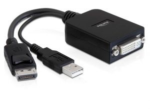 ADAPTER DISPLAYPORT(M)+(+5V USB)->DVI-I(F)(24+5) 23CM AKTYWNY DELOCK