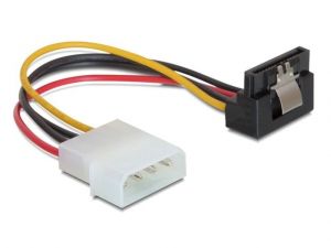 KABEL SATA ZASILAJĄCY MOLEX(M)->SATA(F) METALOWY ZATRZASK KĄTOWY 90” DÓŁ 15CM DELOCK