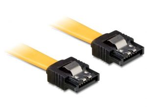 KABEL SATA DATA III (6GB/S) 20CM Z ZATRZASKAMI METALOWYMI ŻÓŁTY DELOCK