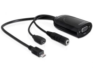 ADAPTER MHL(M)->VGA(F)+USB MICRO(BF) 20CM+AUDIO JACK 21CM DELOCK (TELEFON DO MONITORA)