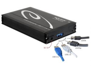 OBUDOWA HDD ZEWNĘTRZNA SATA DELOCK 2.5 MULTIPORT ESATA/USB 3.0/POESATA (WYS.HDD DO 14.5MM)