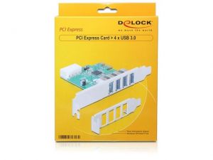 KARTA PCI EXPRESS->USB 3.0 4-PORT + ŚLEDŹ LOW PROFILE DELOCK