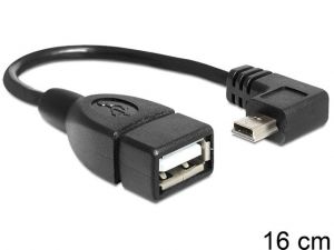 KABEL USB MINI KĄTOWY 90”->USB AM(F) OTG 16CM DELOCK