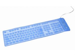 KLAWIATURA GEMBIRD SILIKONOWA WODOODPORNA BACKLIGHT BLUE BLISTER USB+PS2