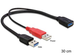 KABEL USB 2X AM-AF 3.0 30CM DELOCK