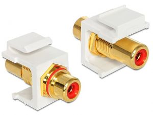 MODUŁ KEYSTONE GNIAZDO RCA(F)->RCA(F) RED POZŁACANE STYKI DO PUSZKI MONTAŻOWEJ DELOCK