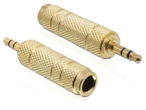 ADAPTER JACK STEREO MINI(M) 3.5MM->JACK STEREO (F) 6.35MM METALOWY DELOCK