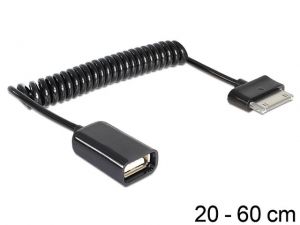ADAPTER USB 2.0 AF->SAMSUNG OTG 30 PIN NA KABLU SPIRALA 20-60CM DELOCK