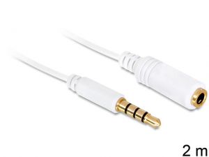 PRZEDŁUŻACZ KABLA AUDIO JACK M/F 4 PIN DO APPLE 2M (IPAD, IPOD, IPHONE 3/3G) BIAŁY DELOCK