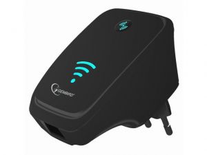 REPEATER - ROUTER WIFI GEMBIRD B/G/N300 MINI BLACK WPINANY DO GNIAZDKA 230V+LAN+WPS