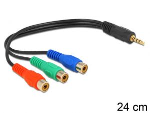 KABEL STEREO MINIJACK 4 PIN->3X CHINCH RCA 24CM