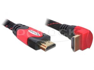 KABEL HDMI-HDMI PREMIUM KĄTOWY LEWY RED DÓŁ 1M DELOCK