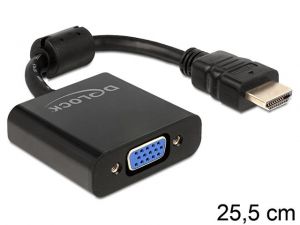 ADAPTER HDMI-A(M)->VGA (F) NA KABLU 25 CM BLACK DELOCK