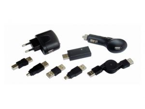 ŁADOWARKA ADAPTER NAPIĘCIA ZAPALNICZKA 12V+230V+ZESTAW KOŃCÓWEK DO MP3 (MP3A-SET1)