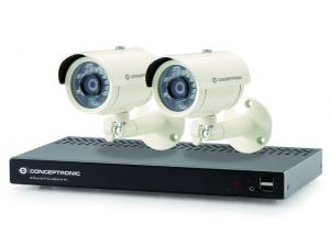 ZESTAW 2 KAMER IP 2 MPX POE + REJESTRATOR 8 KANAŁOWY (4 PORTY POE) CONCEPTRONIC C8CHIPSKIT