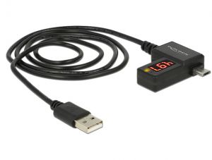 KABEL USB MICRO AM-MBM5P 2.0 1M +WSKAŹNIK ŁADOWANIA VOLT/AMPER DELOCK