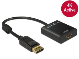 ADAPTER DISPLAYPORT->HDMI AKTYWNY 4K NA KABLU 20CM BLACK