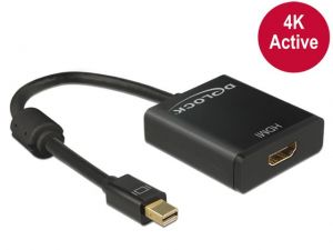ADAPTER DISPLAYPORT MINI 1.2->HDMI AKTYWNY 4K NA KABLU 15CM BLACK
