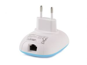 REPEATER WIFI B/G/N300 Z GNIAZDEM RJ-45 MINI WPINANY DO GNIAZDKA 230V NETIS E1+ NIEBIESKI