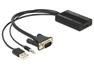 ADAPTER VGA+POWER USB+AUDIO->HDMI BLACK DELOCK (USZKODZONE OPAKOWANIE)