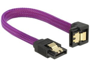 KABEL SATA DATA III (6GB/S) 10CM Z ZATRZASKAMI METALOWYMI KĄTOWE DÓŁ/PROSTO PREMIUM DELOCK