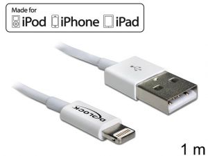 KABEL DO APPLE USB DO TRANSMISJI DANYCH I ŁADOWANIA LIGHTNING 8 PIN (IPAD AIR ,IPHONE 5/6 ,IPOD)1M W