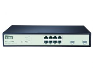 SWITCH RACK 19 8-PORT 1GB + 2 PORTY SFP 1GB/SFP, ZARZĄDZANY SNMP, NETIS ST3310GF