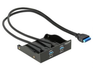 FRONTPANEL DELOCK USB 3.0 X2 DO ZATOKI 3.5/5.25 PIN HEADER (USZKODZONE OPAKOWANIE)