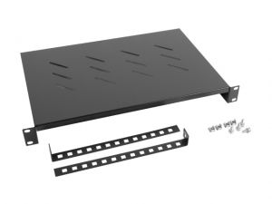 PÓŁKA DO SZAF 19 600MM CZARNA LANBERG (1U/483X300MM UDŹWIG DO 25KG, MONTAŻ 4 PUNKTOWY)