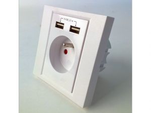 GNIAZDKO PODTYNKOWE 230V POJEDYNCZE + 2X USB 2.1A GEMBIRD